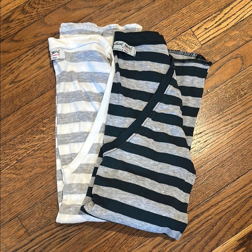 Michael Stars Striped Tops - Gray and White and Teal